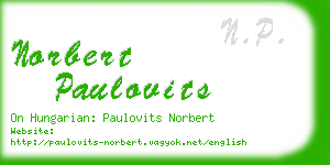 norbert paulovits business card